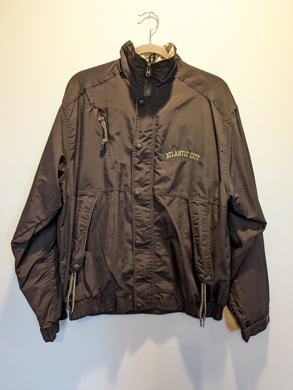 Vintage Atlantic City Bear Trading Co. Brown Bomber Jacket Windbreaker - NWOT L